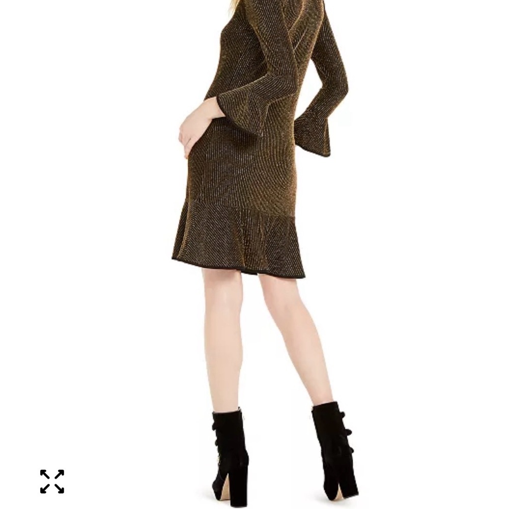 NWT MICHAEL Michael Kors Black and Gold Long Sleeve Dress small - Picture 2 of 11